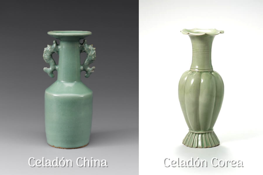 Comparación de color de celadón entre china y corea